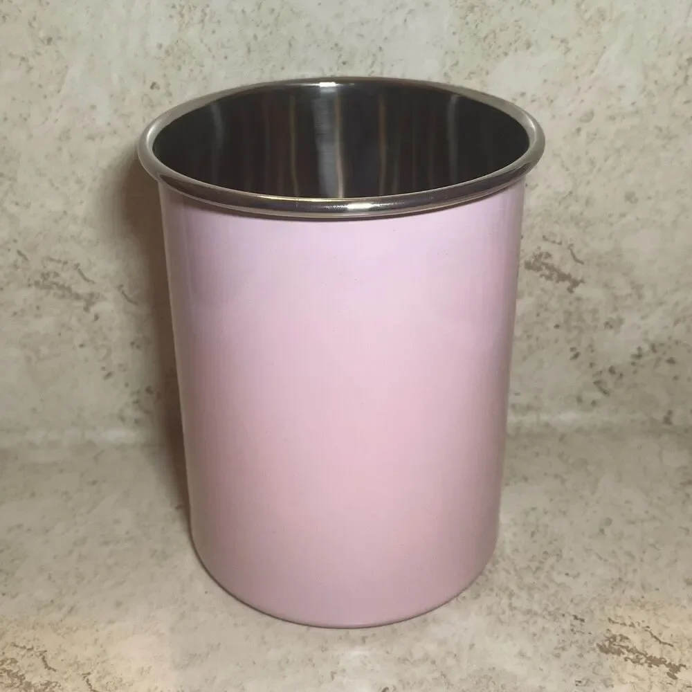 Pastel Pink Enamel Coated Utensil Holder